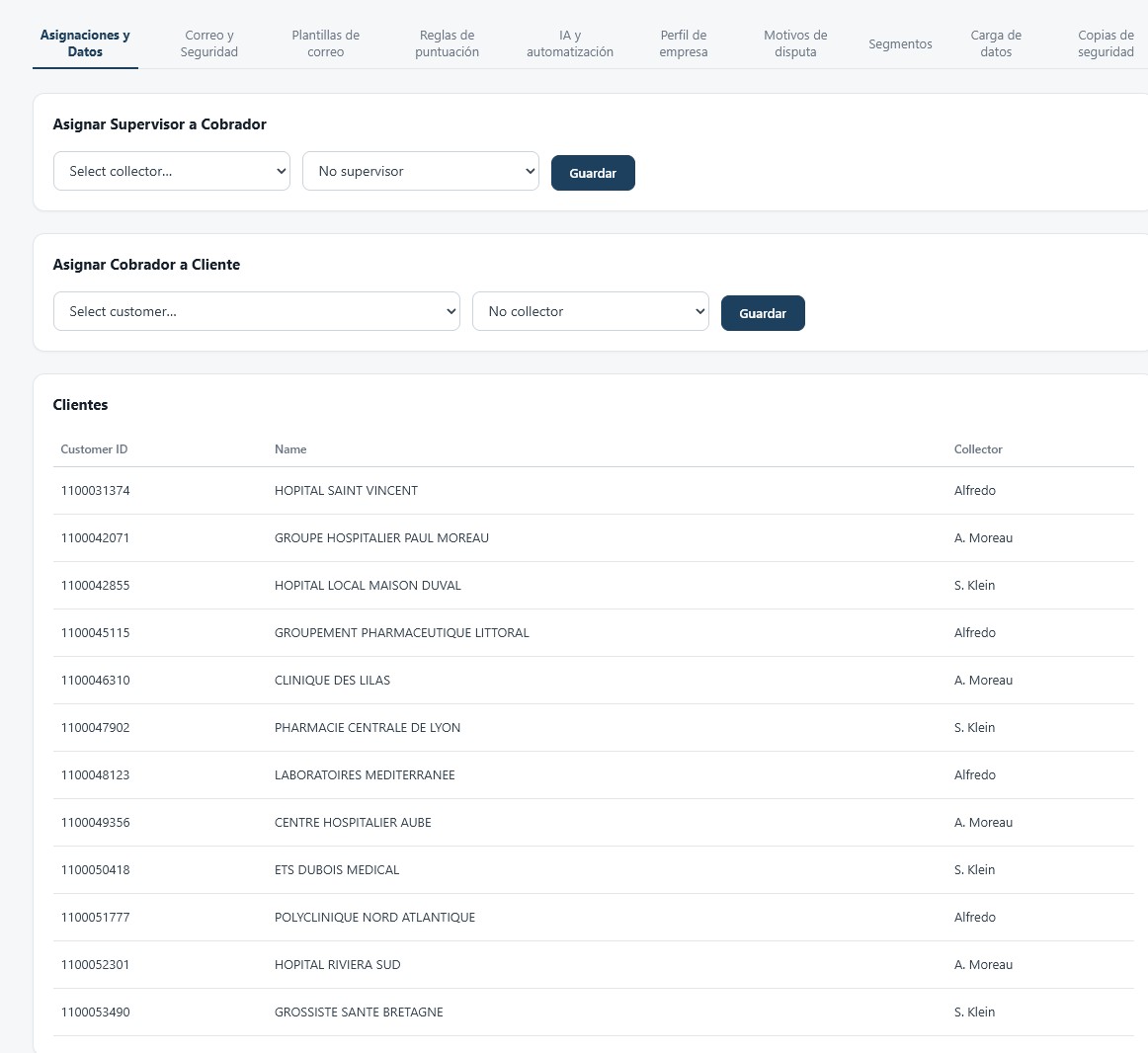 Admin panel — assignments and governance