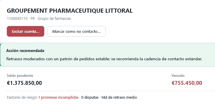 AI recommended next action for a customer account